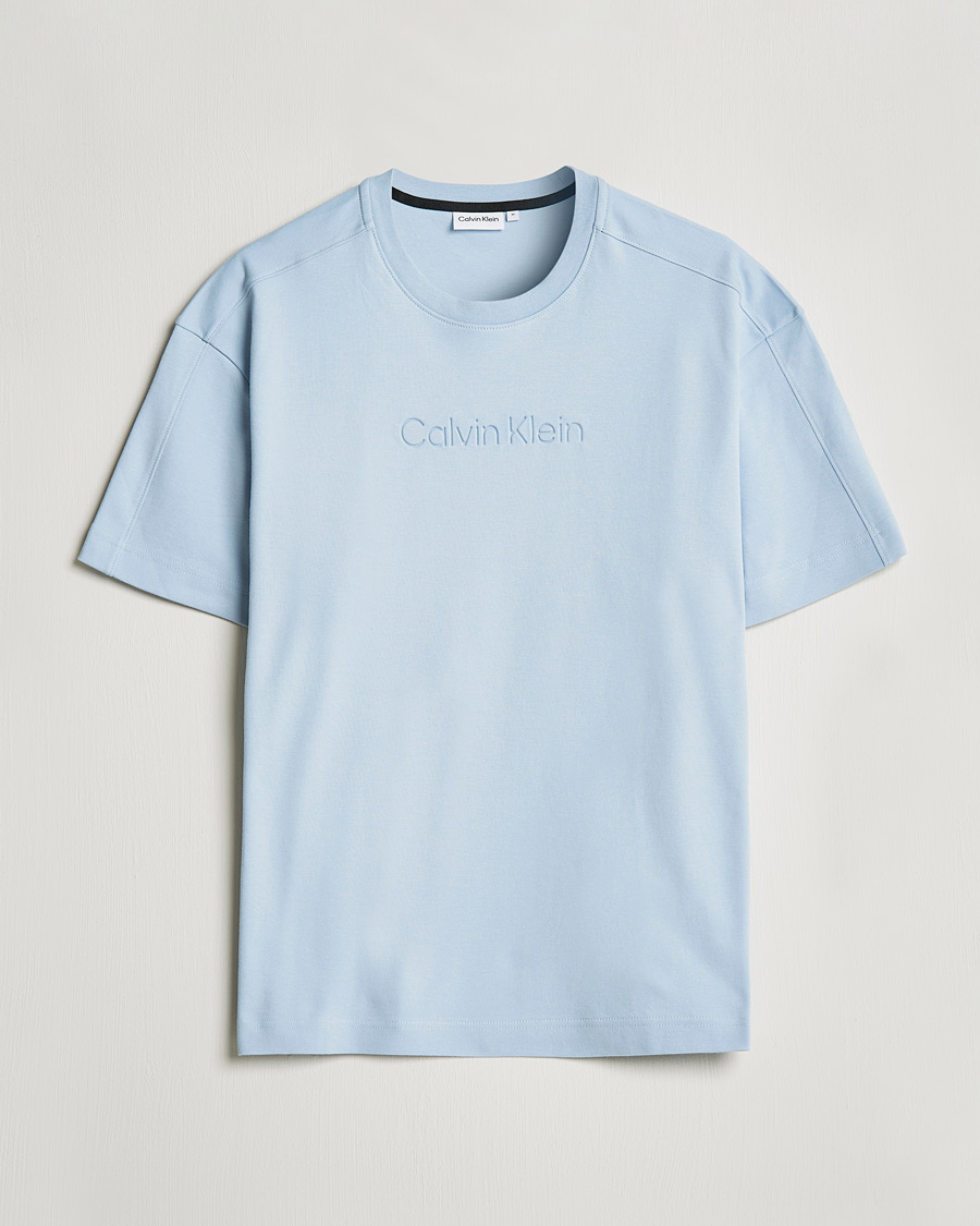 Herr | T-Shirts | Calvin Klein | Debossed Logo Crew Neck Tee Bayshore Blue