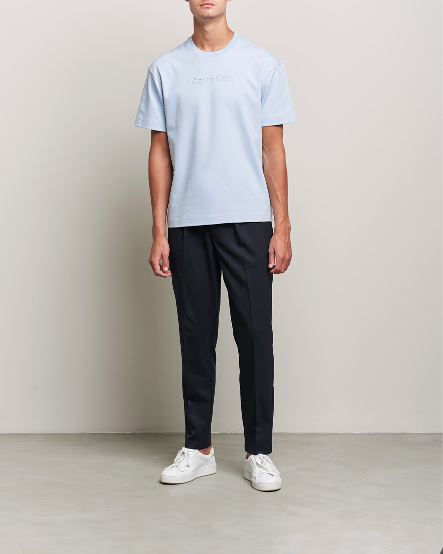 Herr | T-Shirts | Calvin Klein | Debossed Logo Crew Neck Tee Bayshore Blue