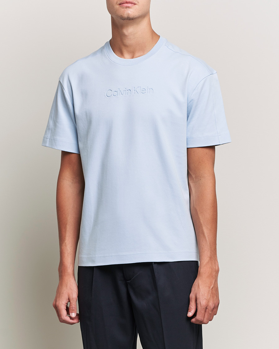 Herr | T-Shirts | Calvin Klein | Debossed Logo Crew Neck Tee Bayshore Blue