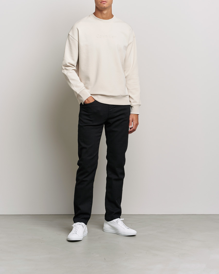 Herr | Tröjor | Calvin Klein | Debossed Logo Crew Neck Sweatshirt Stony Beige