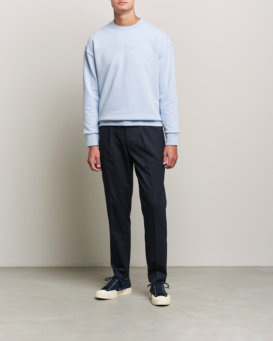 Herr | Tröjor | Calvin Klein | Debossed Logo Crew Neck Sweatshirt Bayshore Blue