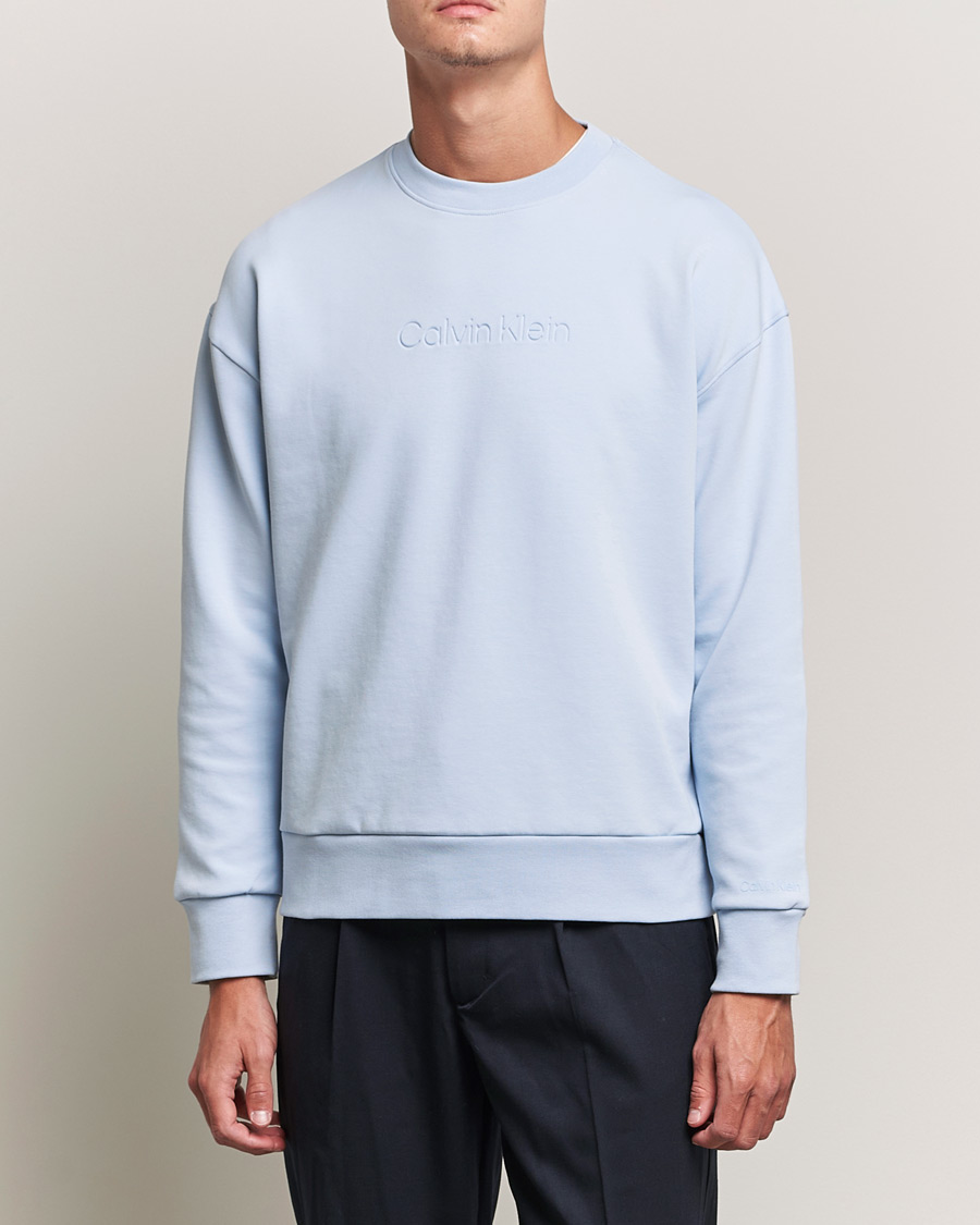Herr | Tröjor | Calvin Klein | Debossed Logo Crew Neck Sweatshirt Bayshore Blue