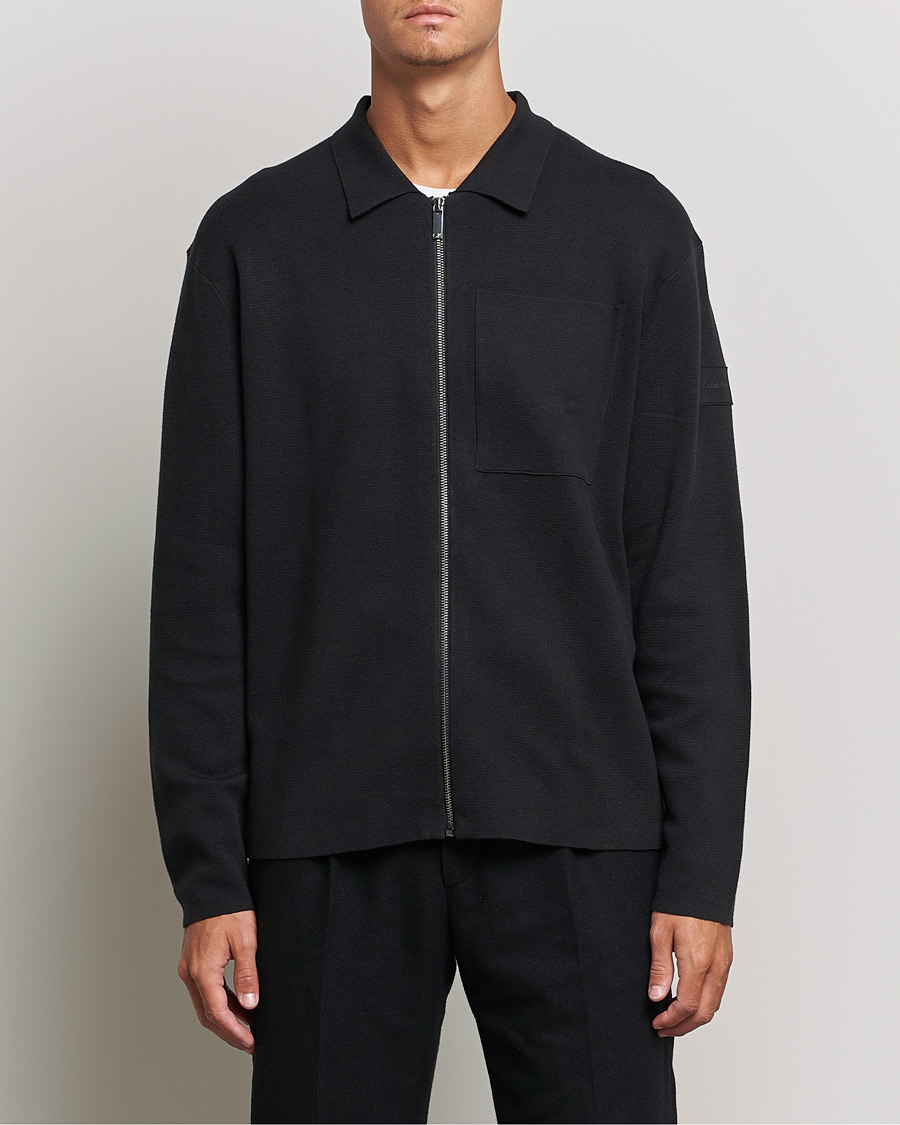 Herr | Tröjor | Calvin Klein | Milano Knitted Full Zip Sweater Black
