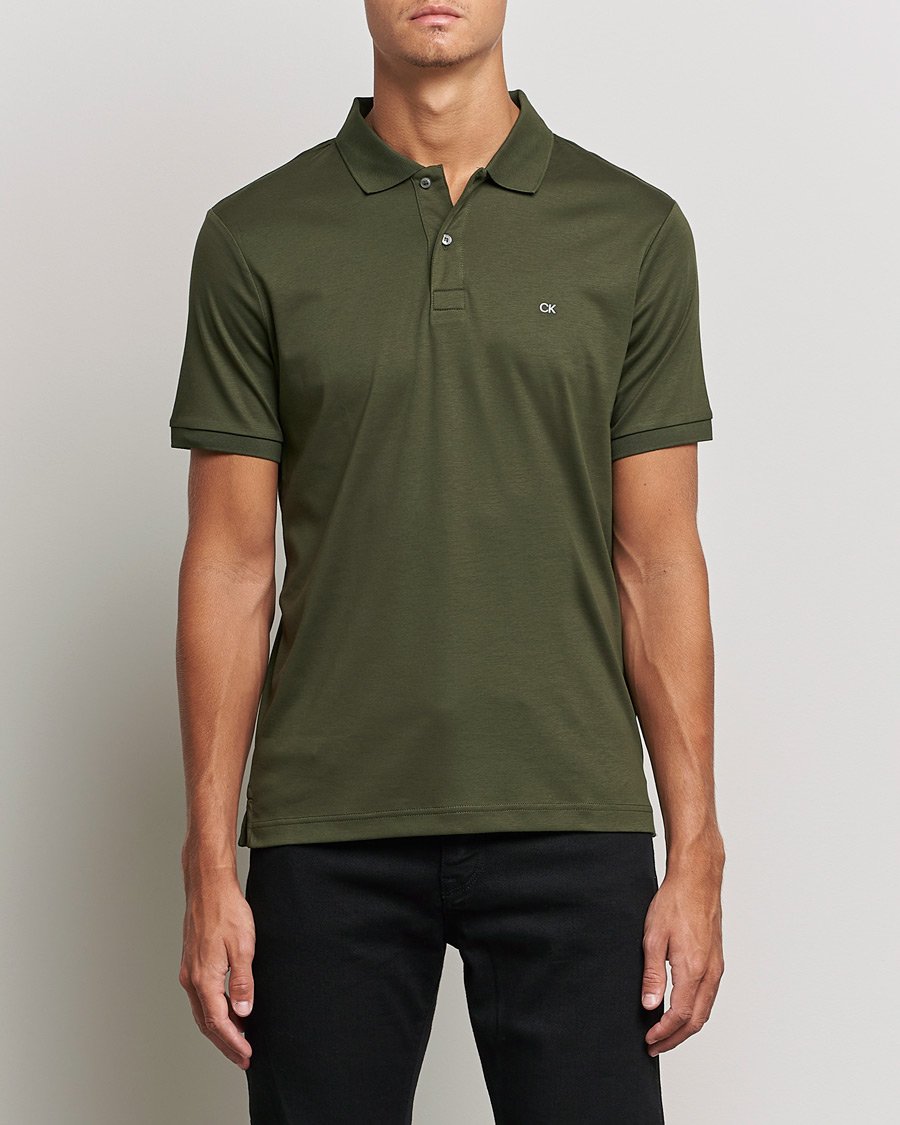 Herr | Pikéer | Calvin Klein | Slim Fit Smooth Cotton Polo Dark Olive