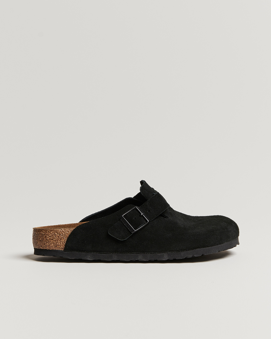 Herr | BIRKENSTOCK Boston Soft Footbed Black Suede | BIRKENSTOCK | Boston Soft Footbed Black Suede