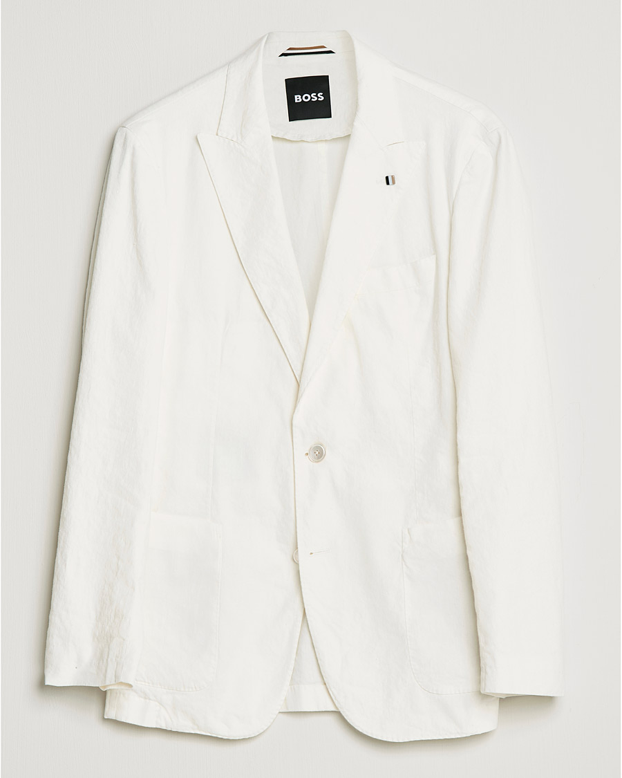 Herr | Kavajer | BOSS BLACK | BOSS Hanry Linen Peak Lapel Blazer White