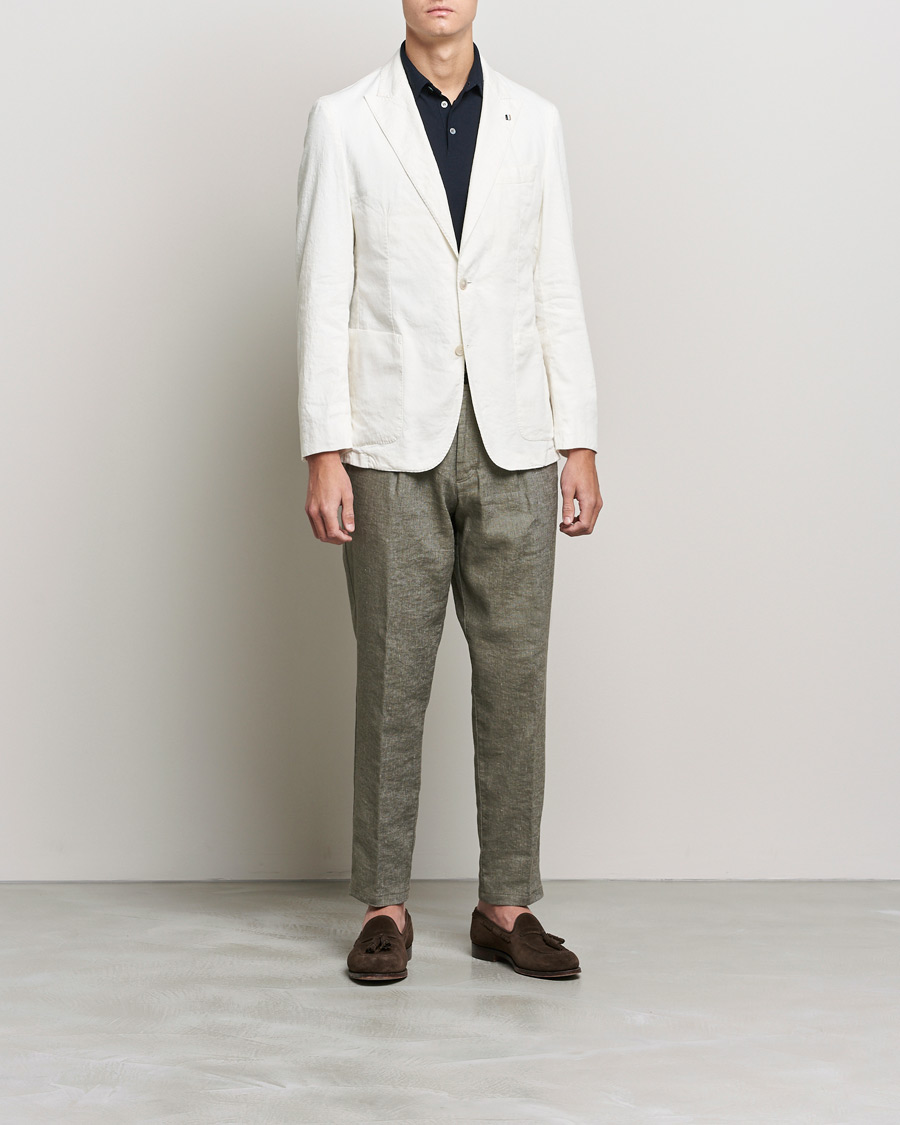 Herr | Kavajer | BOSS BLACK | BOSS Hanry Linen Peak Lapel Blazer White