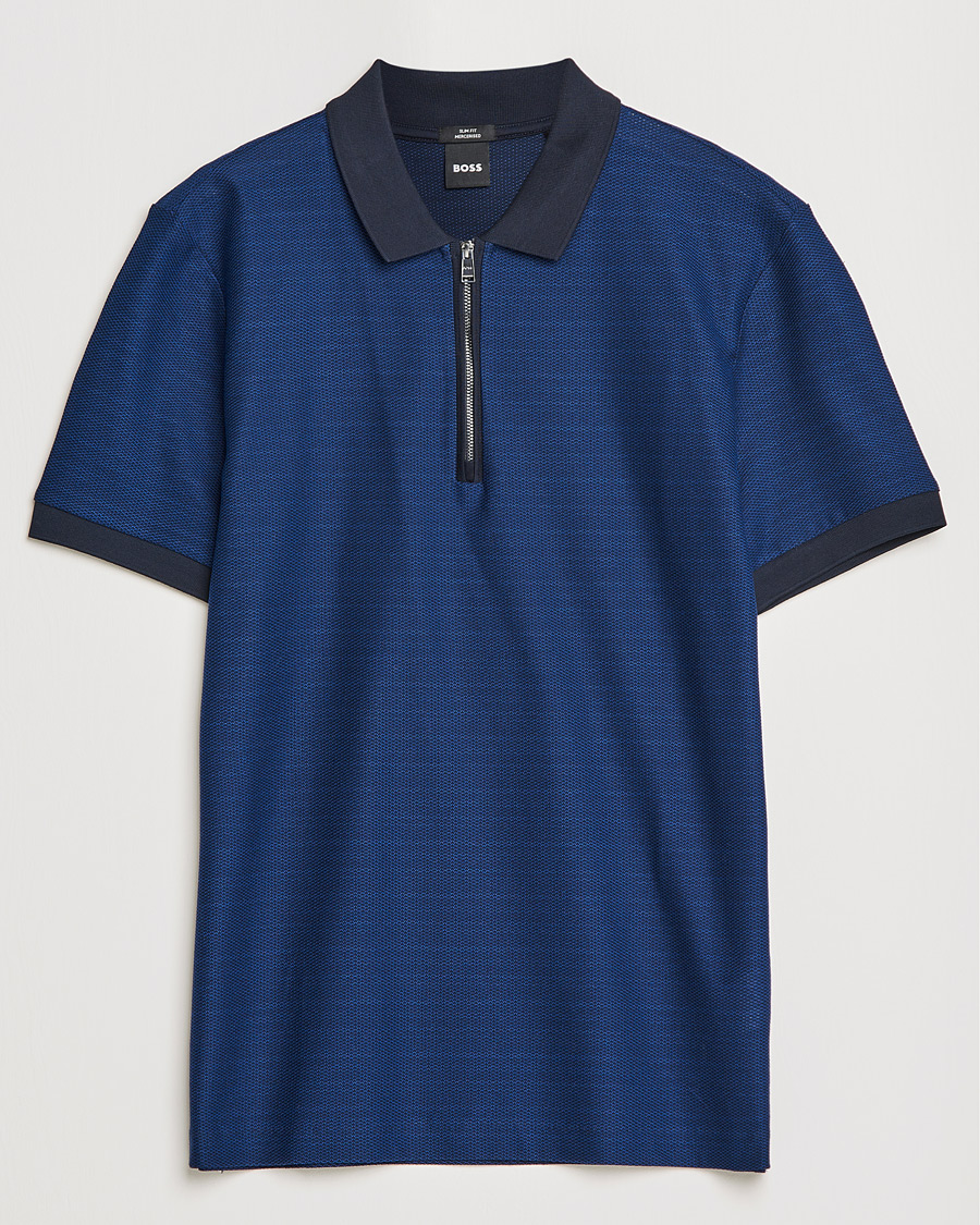 Herr | Pikéer | BOSS BLACK | Polston Half-Zip Polo Dark Blue