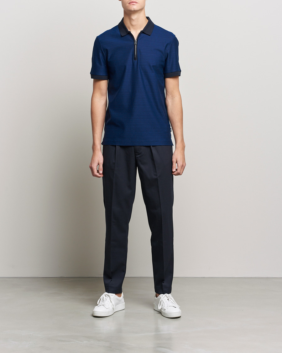 Herr | Pikéer | BOSS BLACK | Polston Half-Zip Polo Dark Blue