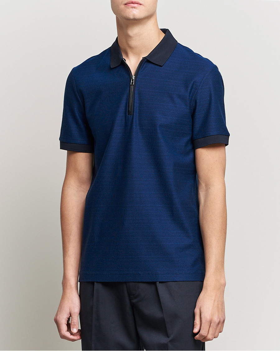 Herr | Pikéer | BOSS BLACK | Polston Half-Zip Polo Dark Blue