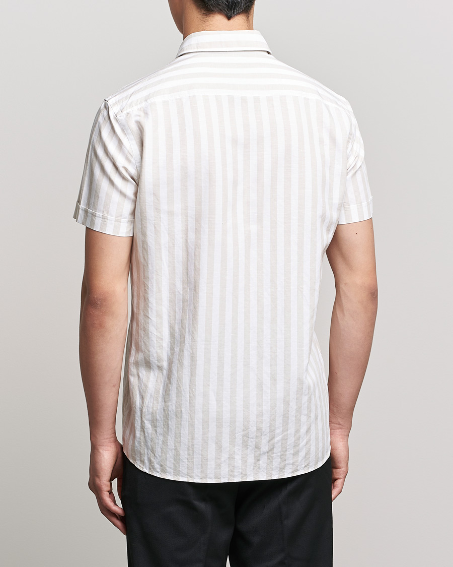 Herr | Skjortor | BOSS BLACK | BOSS Hal Block Stripe Short Sleeve Shirt Beige/White