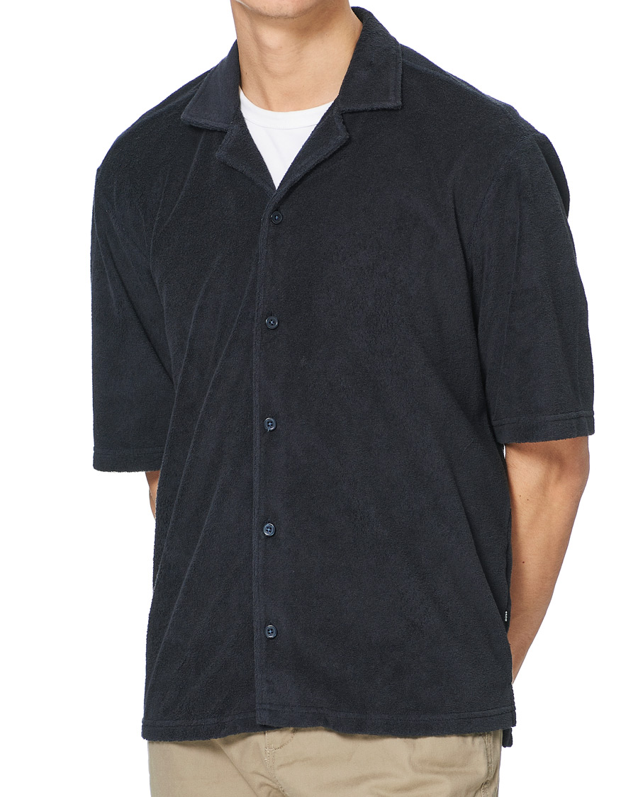 Herr | Skjortor | BOSS BLACK | BOSS Lars Terry Short Sleeve Shirt Dark Blue
