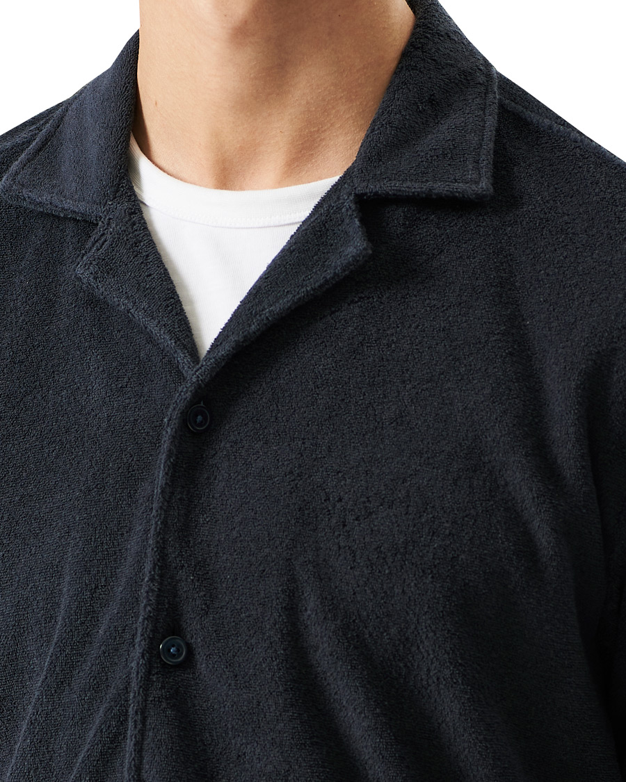 Herr | Skjortor | BOSS BLACK | BOSS Lars Terry Short Sleeve Shirt Dark Blue