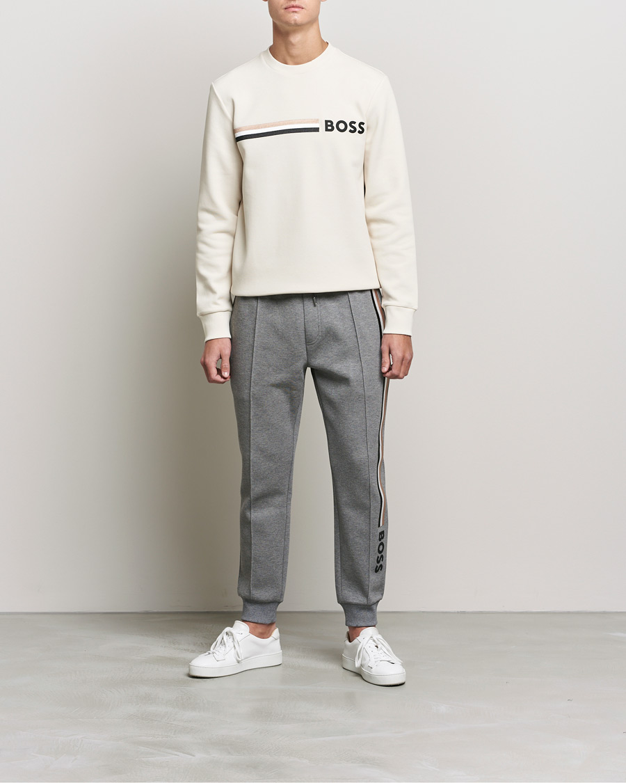 Herr | Tröjor | BOSS BLACK | Stadler Logo Crew Neck Sweatshirt Open White