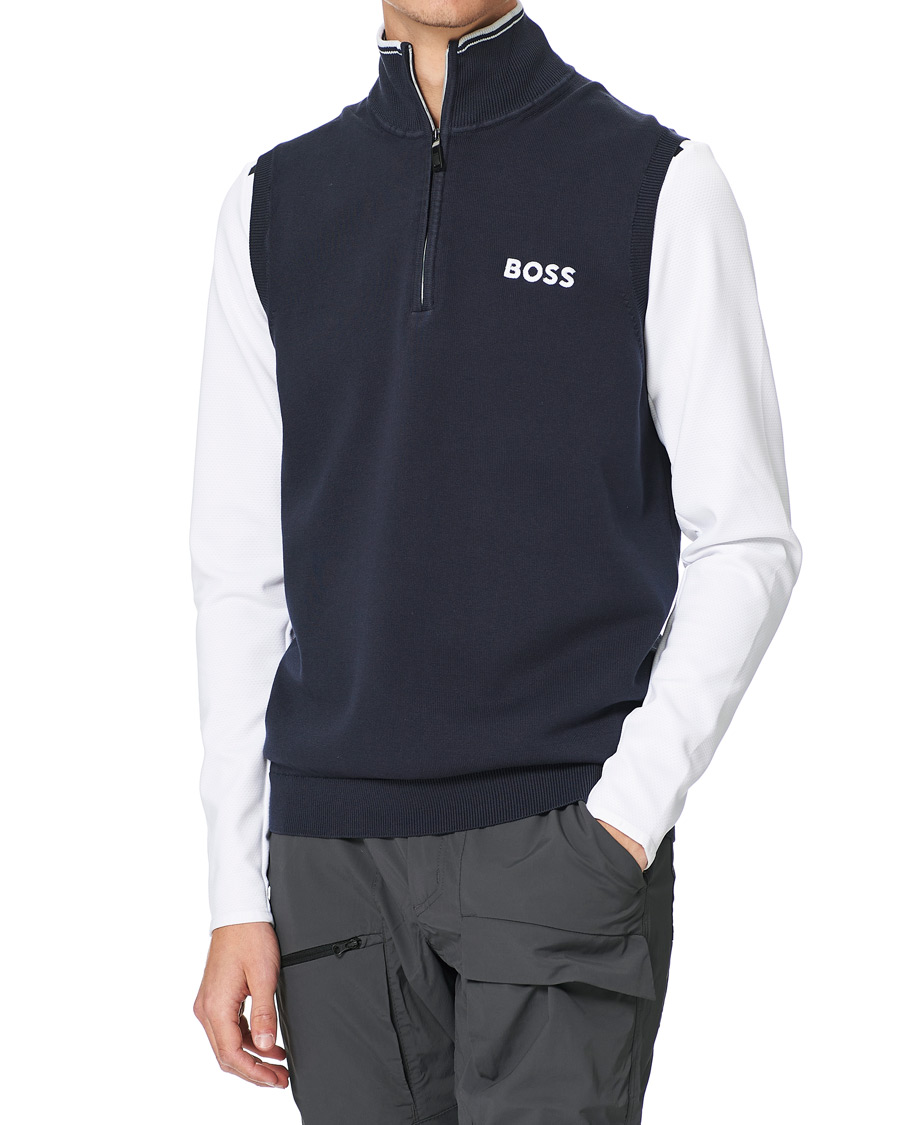 Herr | Tröjor | BOSS GREEN | Zolf Half Zip Vest Dark Blue