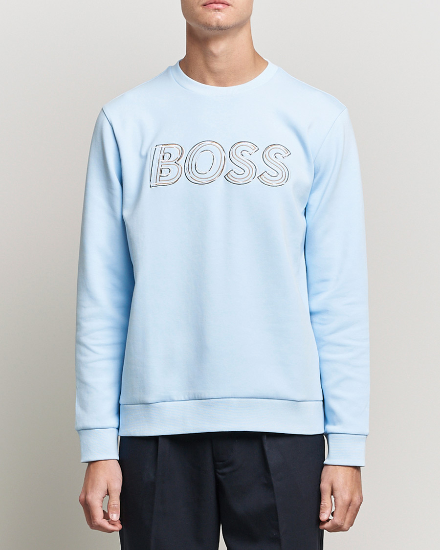 Herr |  | BOSS Athleisure | Salbo Logo Crew Neck Sweatshirt Light Blue