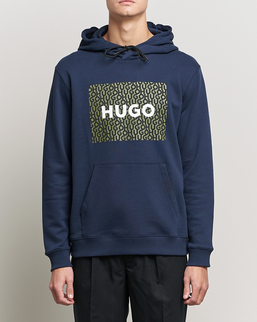 Herr |  | HUGO | Dreeman Monogram Logo Hoodie Dark Blue
