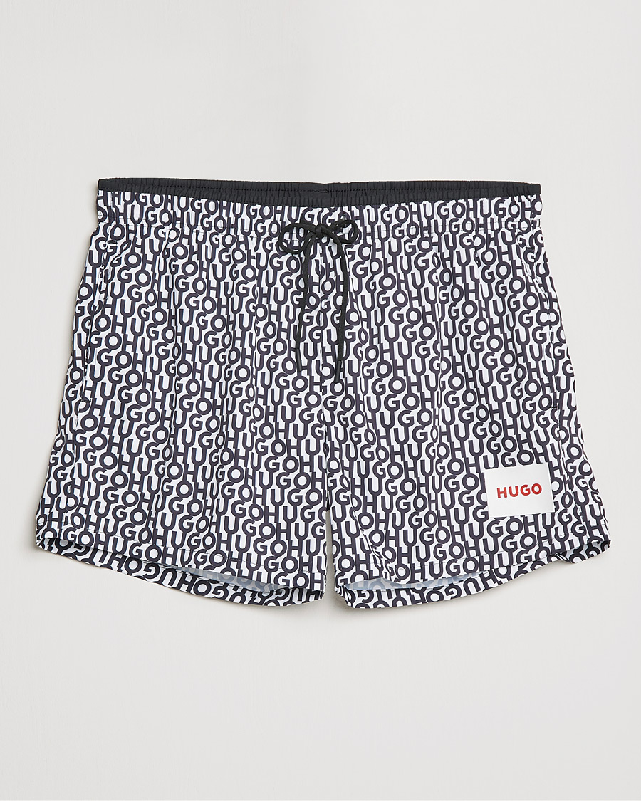 Herr | Badbyxor | HUGO | Jago Monogram Logo Swimshorts White