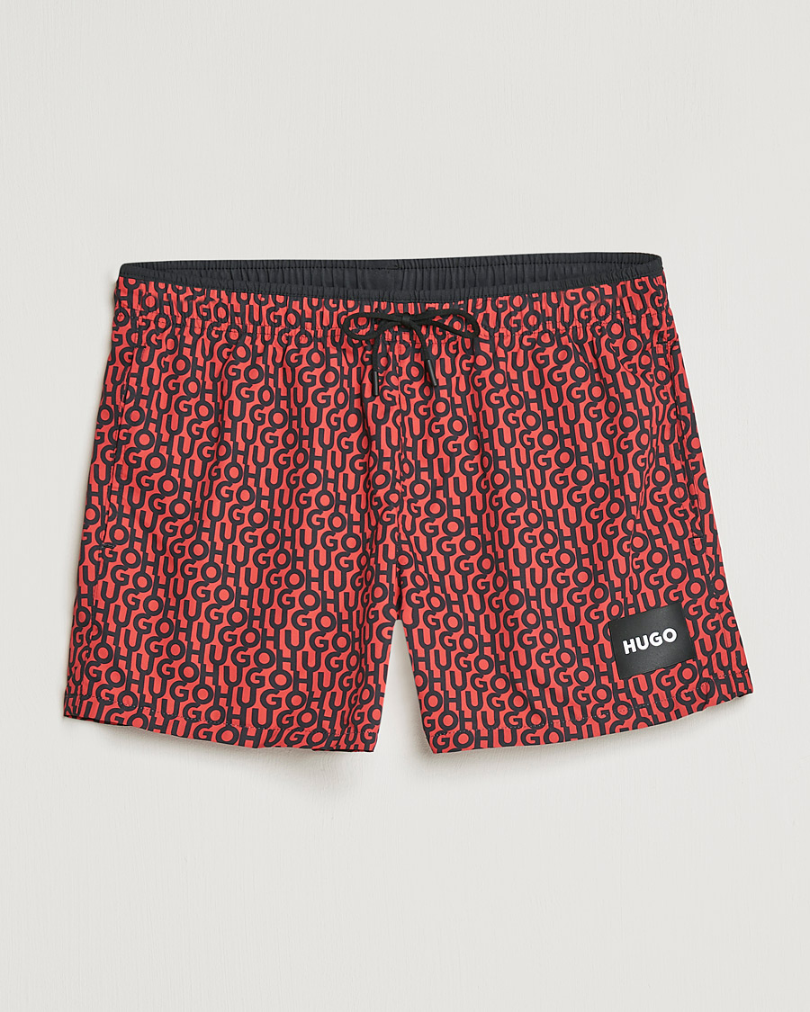Herr | Badbyxor | HUGO | Jago Monogram Logo Swimshorts Red