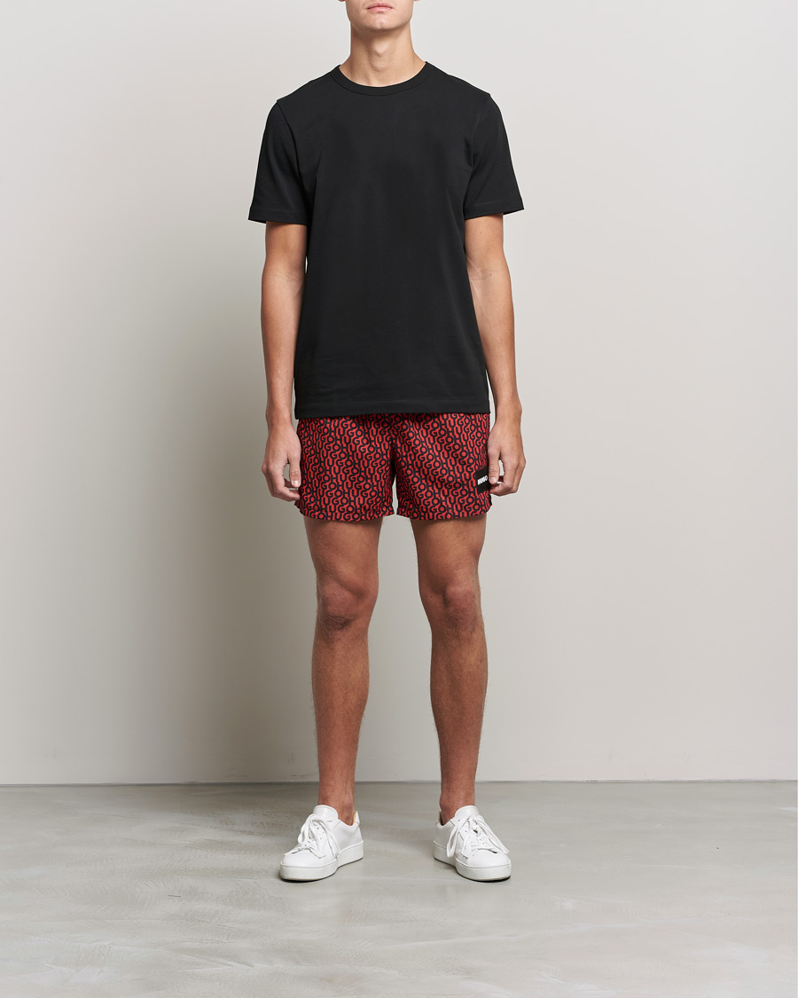 Herr | Badbyxor | HUGO | Jago Monogram Logo Swimshorts Red