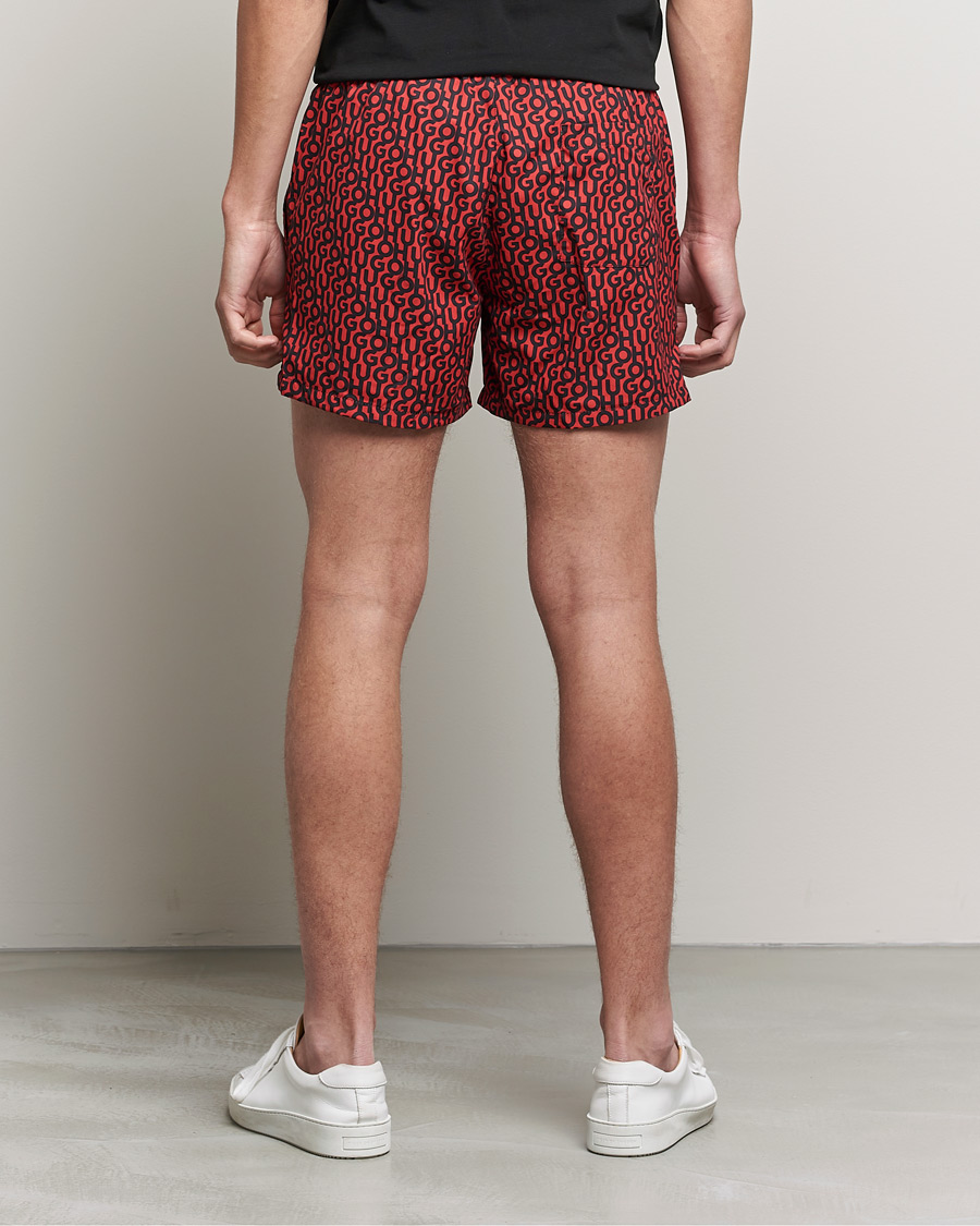 Herr | Badbyxor | HUGO | Jago Monogram Logo Swimshorts Red