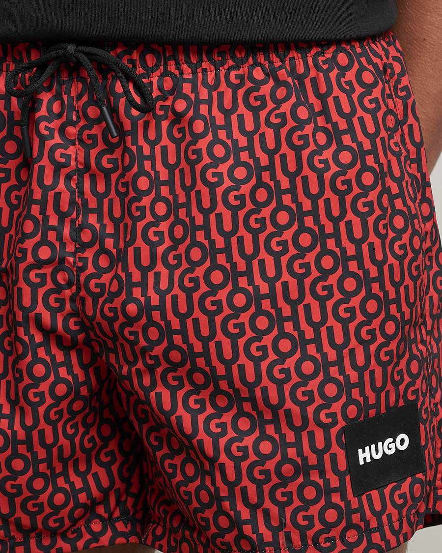 Herr | Badbyxor | HUGO | Jago Monogram Logo Swimshorts Red