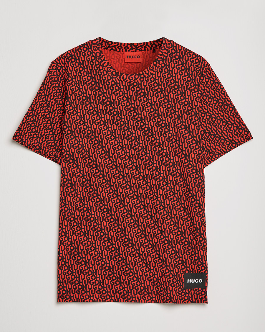 Herr | T-Shirts | HUGO | Dorton Monogram Print Crew Neck Tee Red