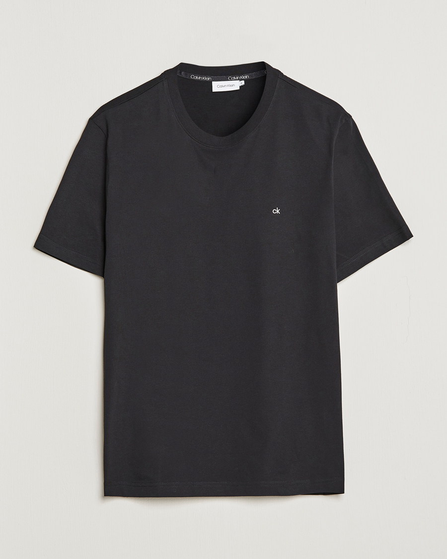 Herr | T-Shirts | Calvin Klein | Cotton Embroidery Logo Crew Neck T-Shirt Black