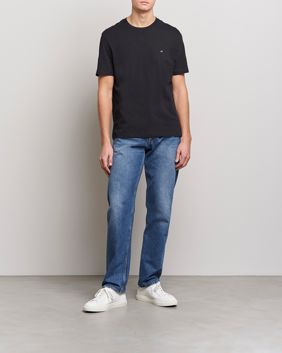 Herr | T-Shirts | Calvin Klein | Cotton Embroidery Logo Crew Neck T-Shirt Black
