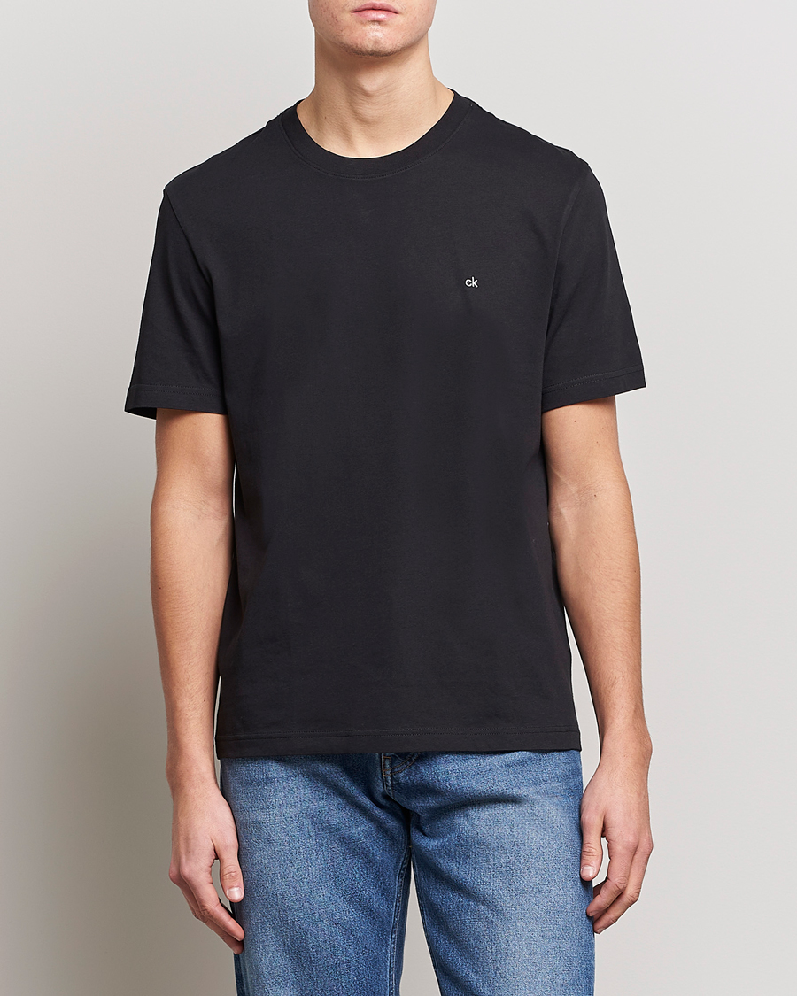 Herr | Calvin Klein | Calvin Klein | Cotton Embroidery Logo Crew Neck T-Shirt Black