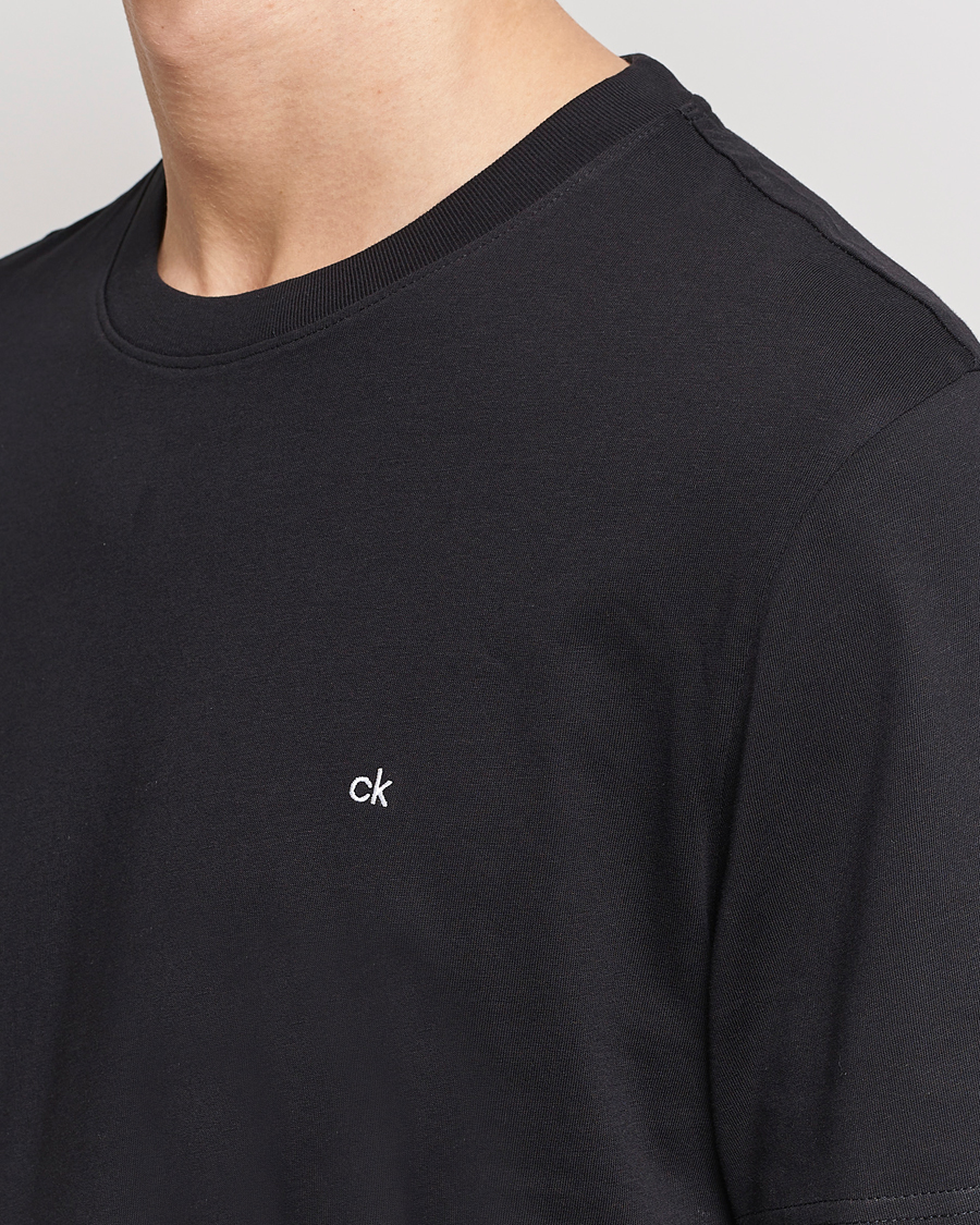 Herr | T-Shirts | Calvin Klein | Cotton Embroidery Logo Crew Neck T-Shirt Black