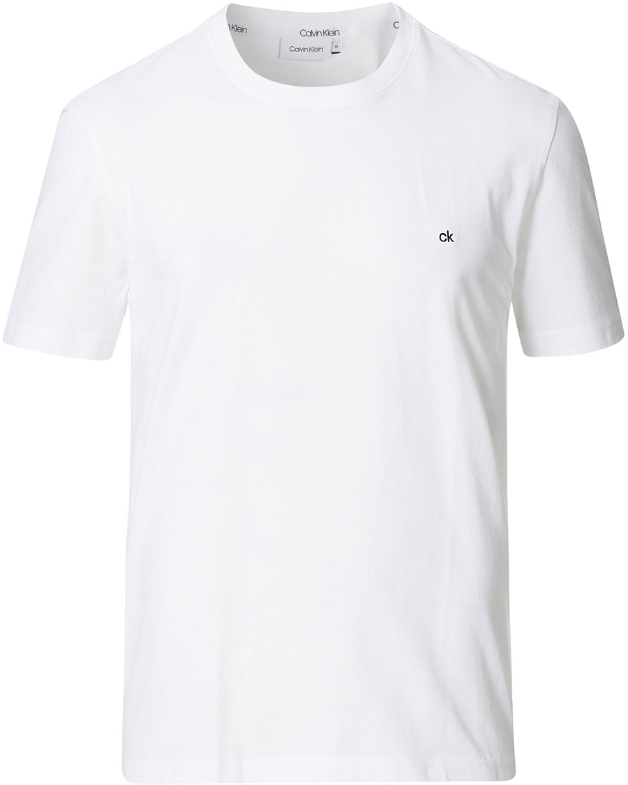 Herr | T-Shirts | Calvin Klein | Cotton Embroidery Logo Crew Neck T-Shirt White