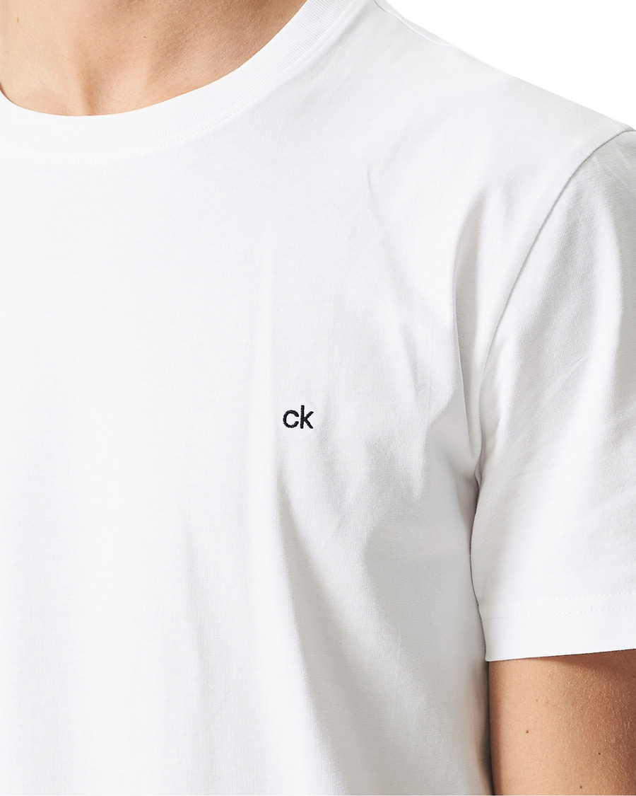 Herr | T-Shirts | Calvin Klein | Cotton Embroidery Logo Crew Neck T-Shirt White