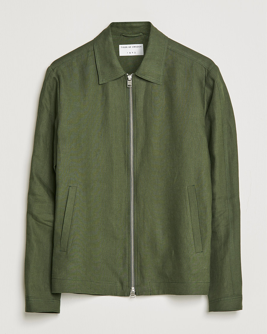 Herr | Jackor | Tiger of Sweden | Maddon Linen Shirt Jacket Green