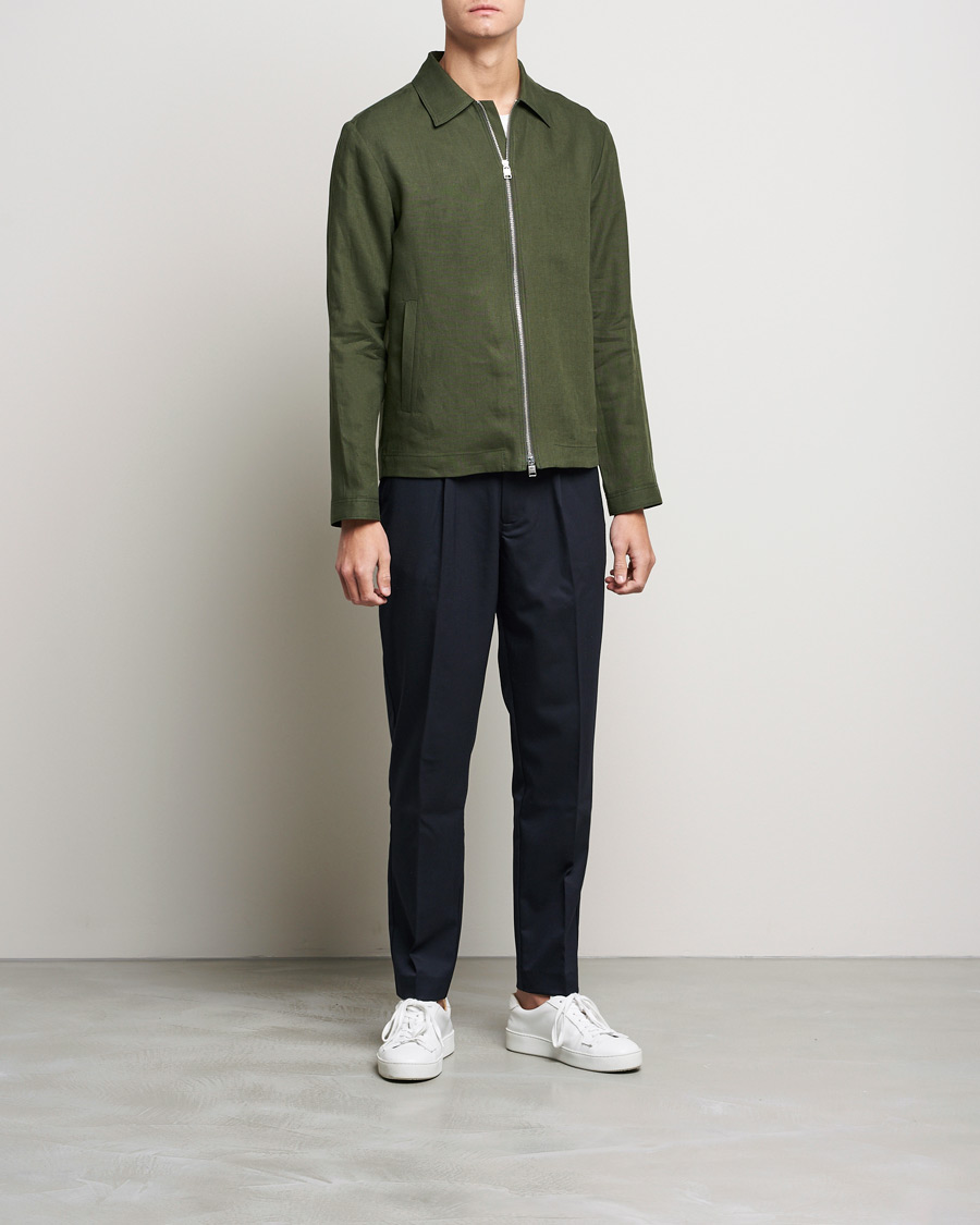 Herr | Jackor | Tiger of Sweden | Maddon Linen Shirt Jacket Green