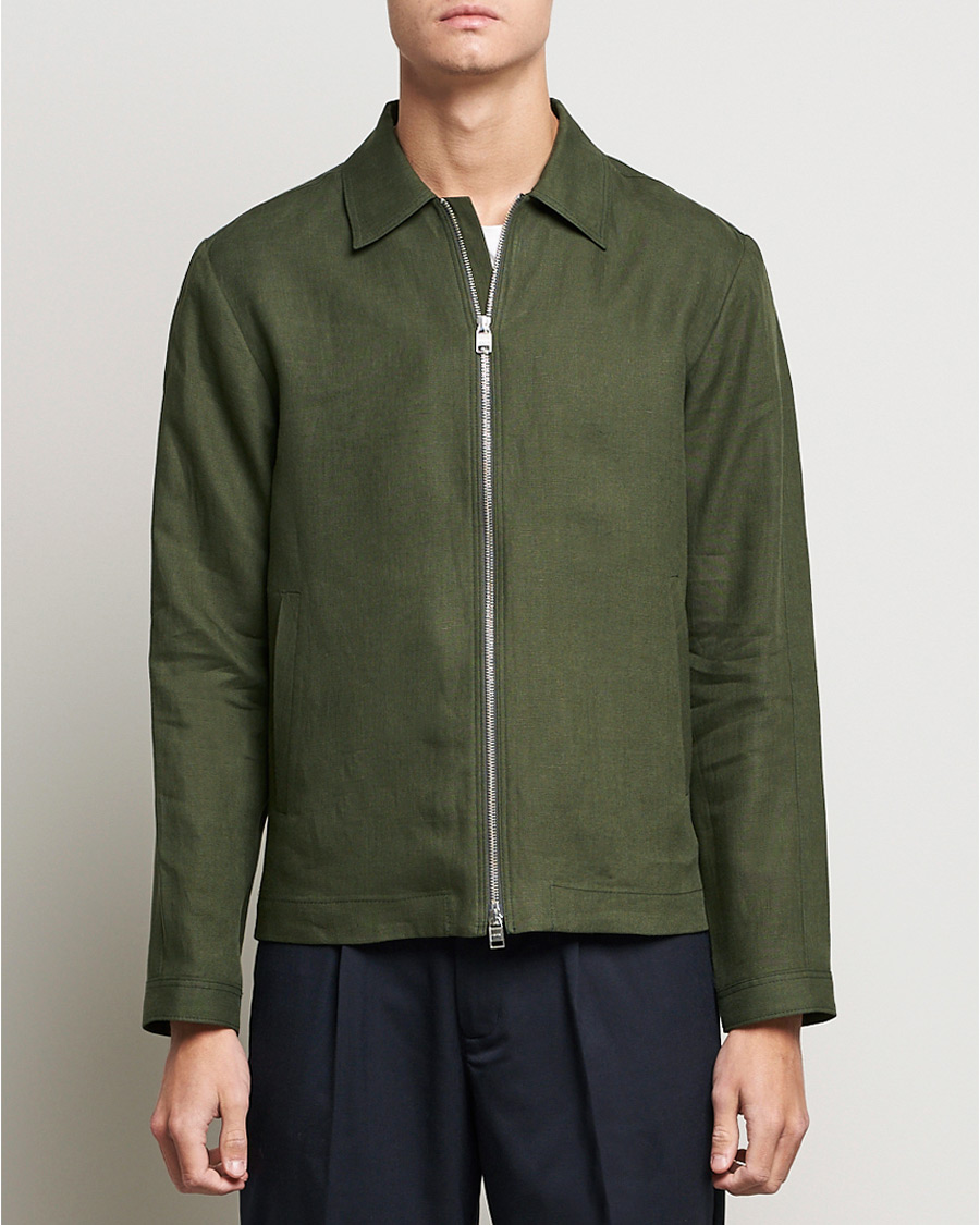 Herr | Jackor | Tiger of Sweden | Maddon Linen Shirt Jacket Green