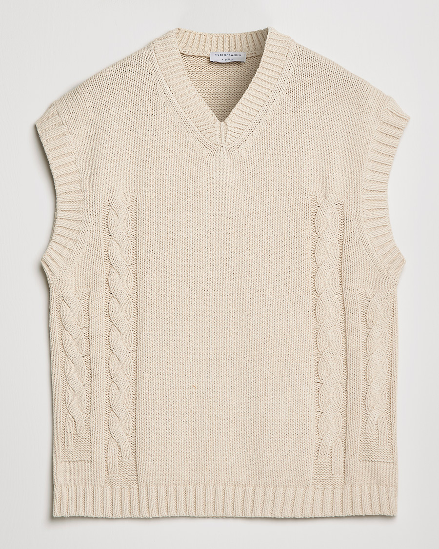 Herr | Tröjor | Tiger of Sweden | Bazyly Knitted Vest Cream Snow