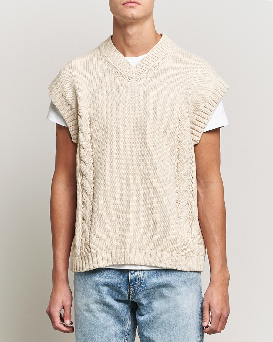 Herr | Tröjor | Tiger of Sweden | Bazyly Knitted Vest Cream Snow