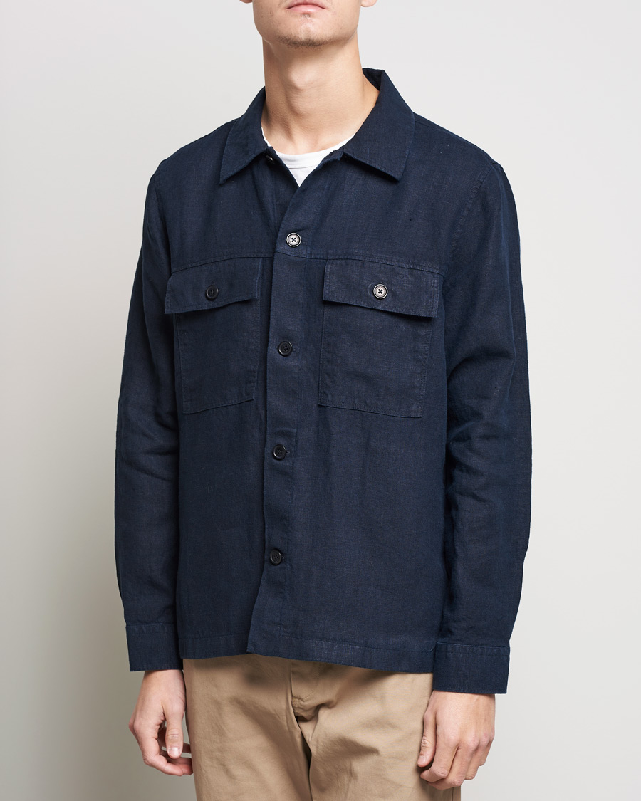 Herr |  | NN07 | Wilas Linen Overshirt Navy