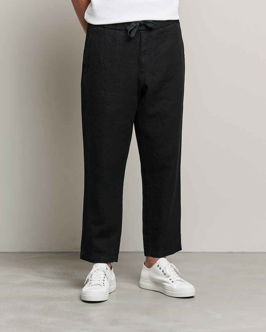 Herr | Byxor | NN07 | Keith Drawstring Linen Trousers Black