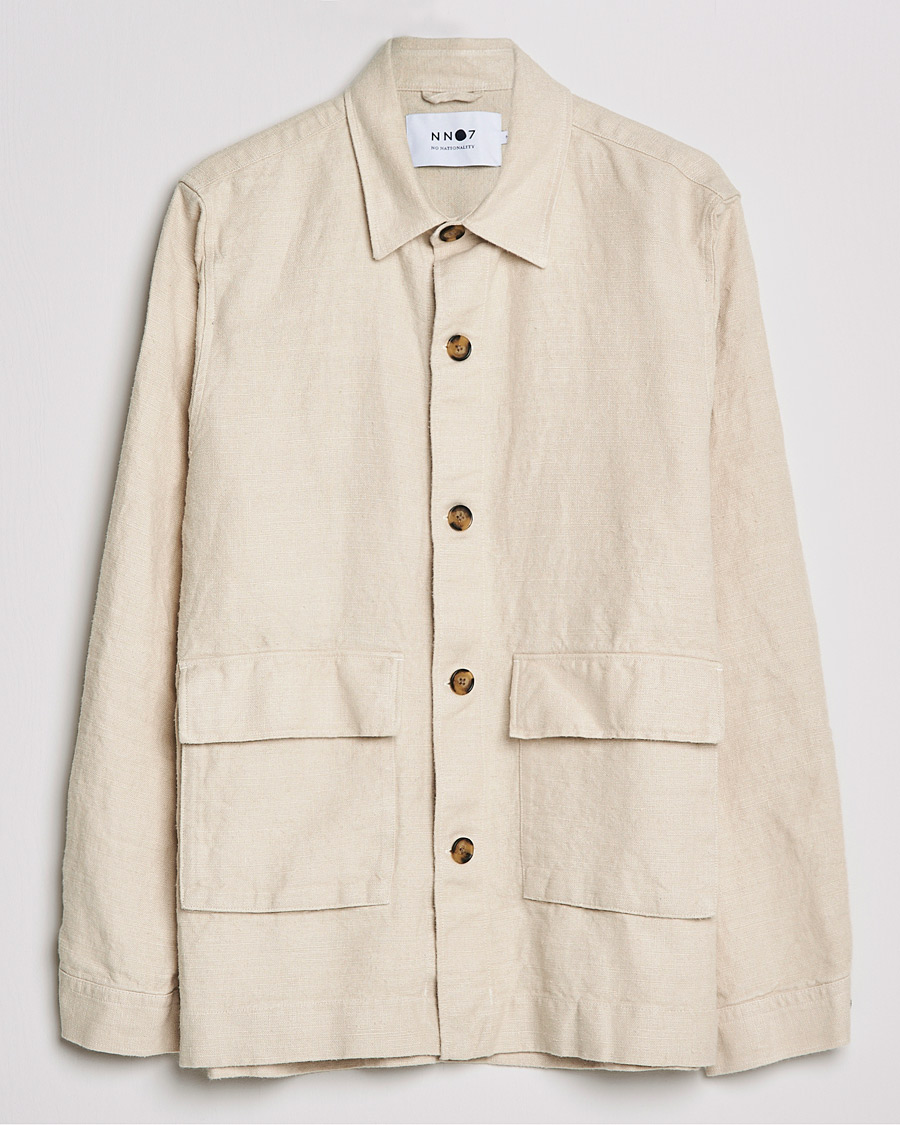 Herr | Skjortor | NN07 | Cedric Heavy Linen Shirt Jacket Ecru