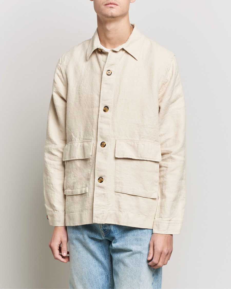 Herr | Skjortor | NN07 | Cedric Heavy Linen Shirt Jacket Ecru
