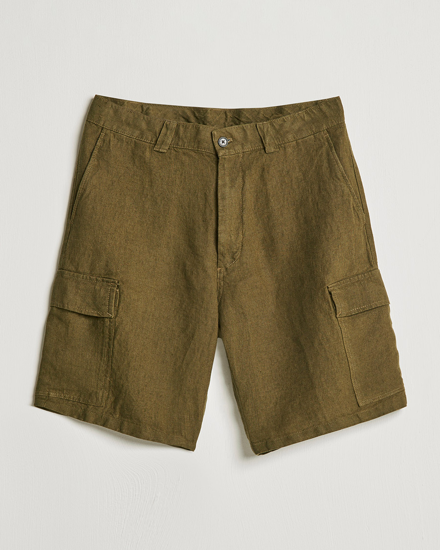 Herr | Shorts | NN07 | Arnie Cargo Linen Shorts Dark Olive