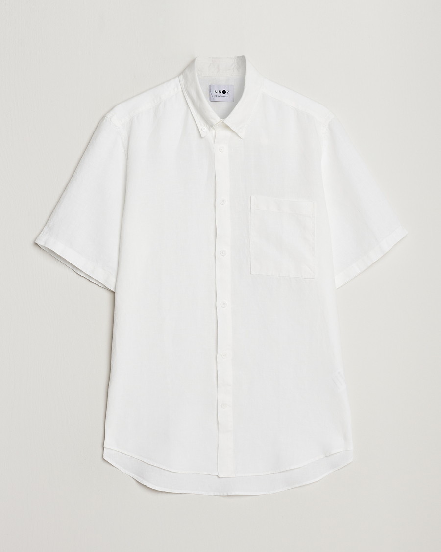 Herr | Skjortor | NN07 | Arne Linen Short Sleeve Shirt White
