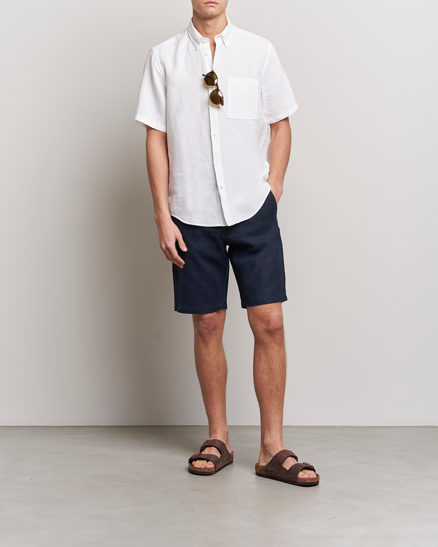 Herr | Skjortor | NN07 | Arne Linen Short Sleeve Shirt White