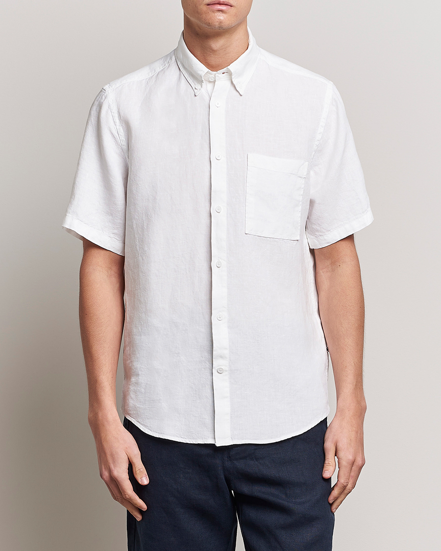 Herr | Skjortor | NN07 | Arne Linen Short Sleeve Shirt White