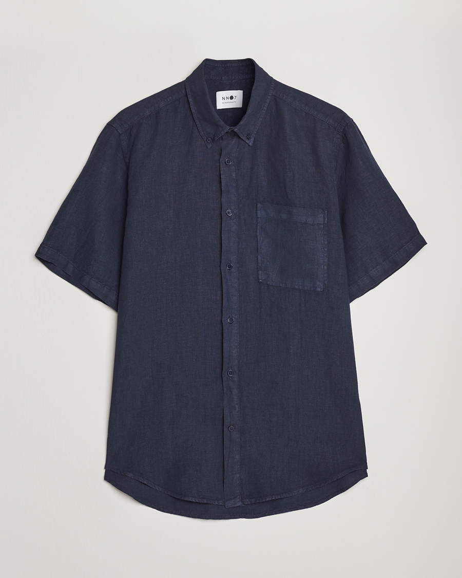 Herr | Skjortor | NN07 | Arne Linen Short Sleeve Shirt Navy