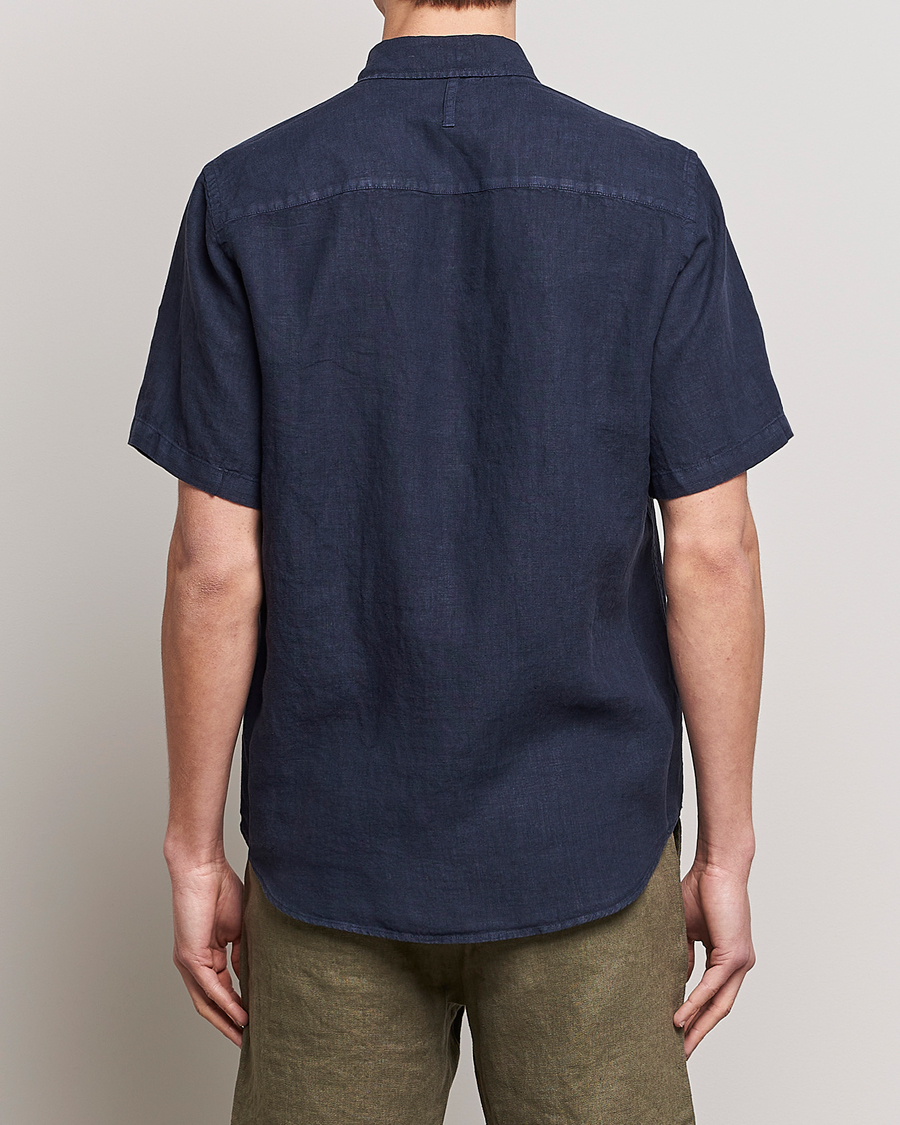 Herr | Skjortor | NN07 | Arne Linen Short Sleeve Shirt Navy