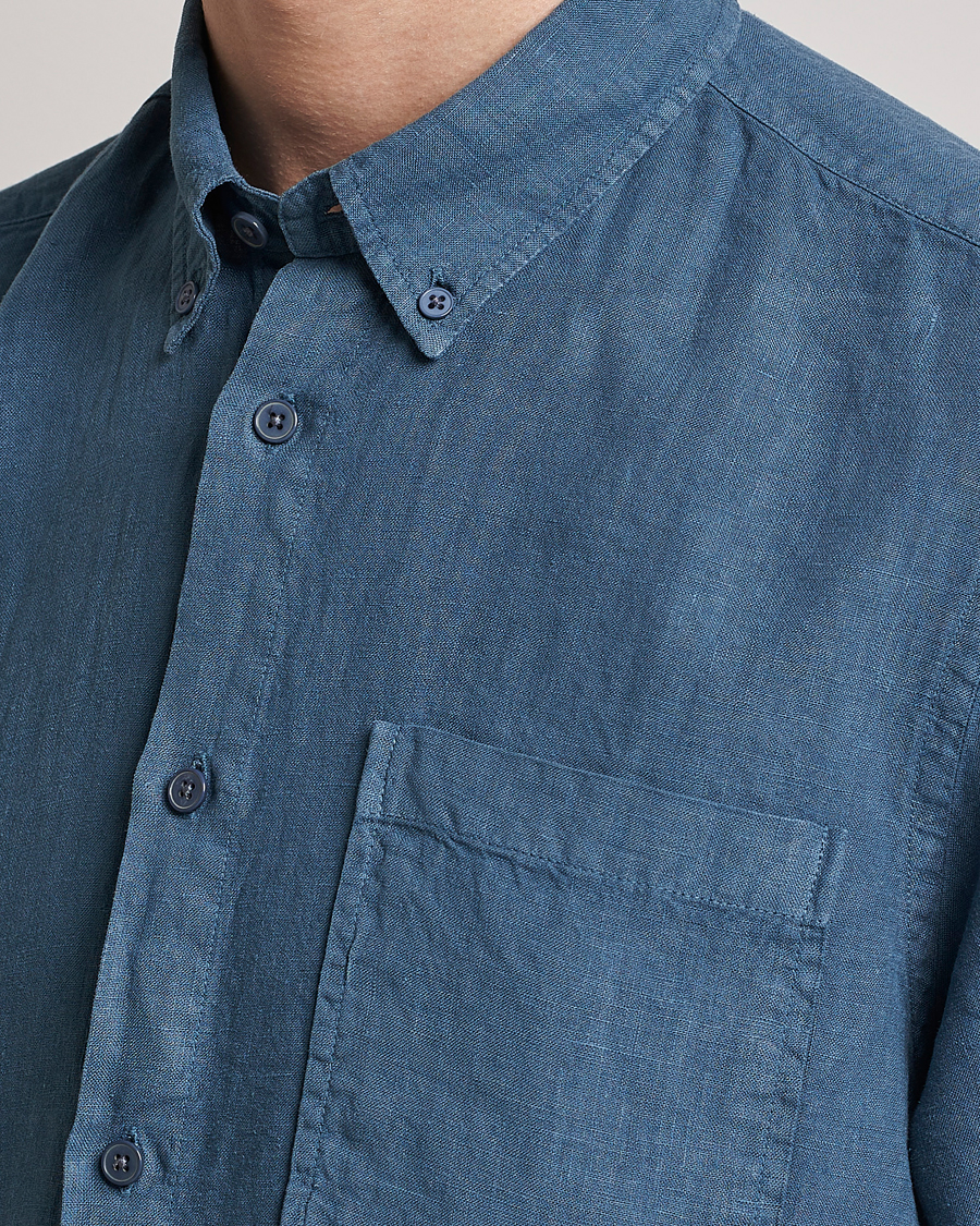 Herr | Skjortor | NN07 | Arne Linen Short Sleeve Shirt Dust Blue