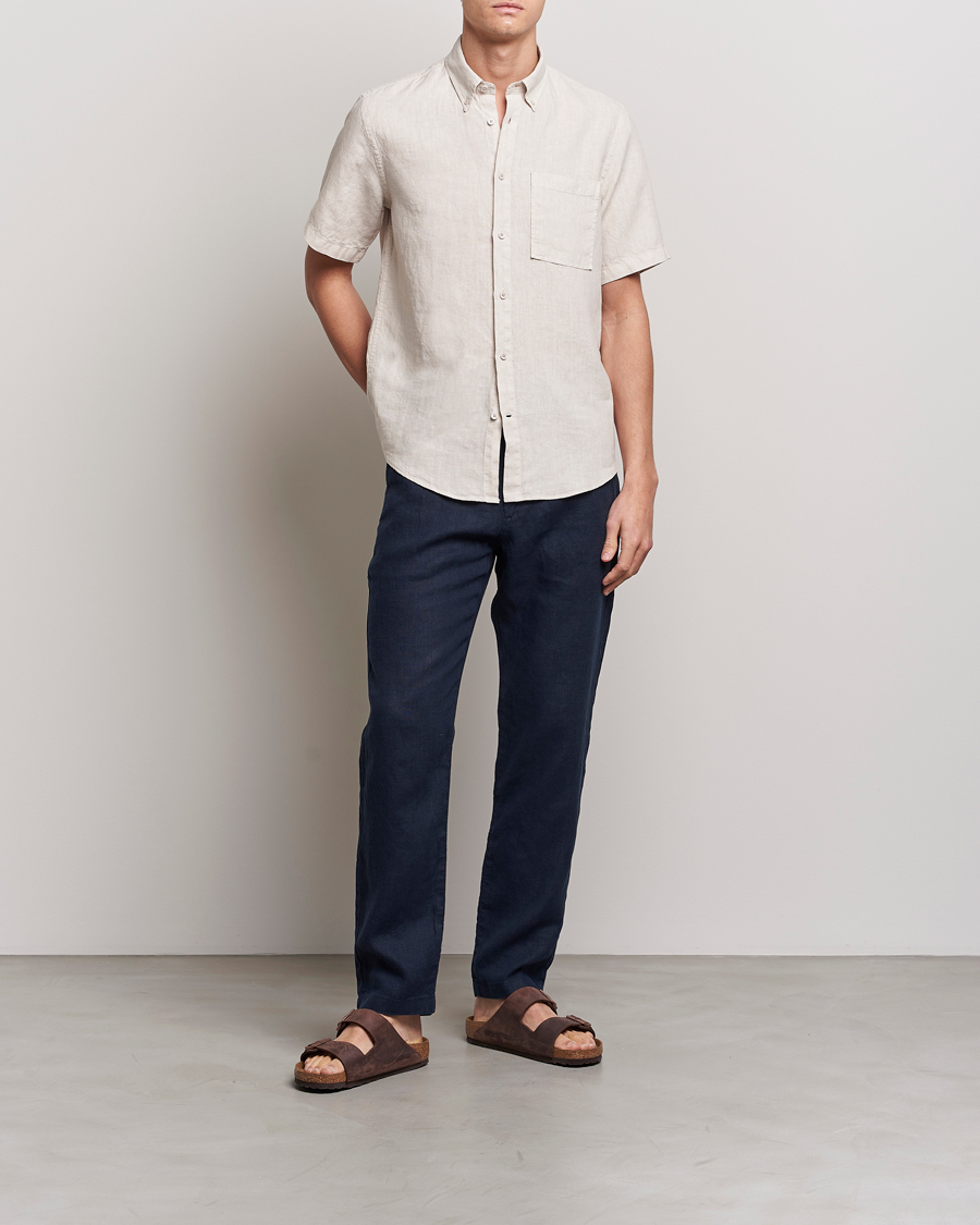 Herr | Skjortor | NN07 | Arne Linen Short Sleeve Shirt Oat